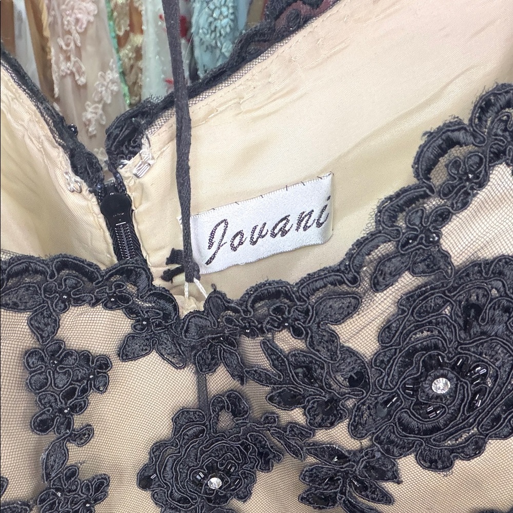 Jovani Black Floral Lace Long Sleeve Dress 10 - Picture 11 of 12